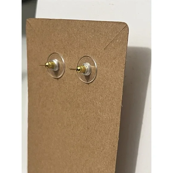 NWOT Dangle Earrings Rhinestone Bows Gold Accent With Hot Pink Ball Stud - Picture 7 of 7